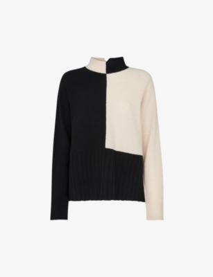 WHISTLES - Checkerboard-pattern high-neck wool jumper | Selfridges.com