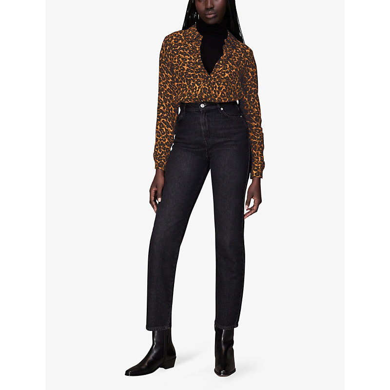 Shop Whistles Womens Multi-coloured Classic Leopard-print Viscose Shirt