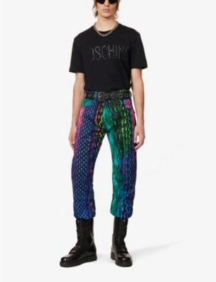 MOSCHINO Mirrors logo-embroidered cotton-jersey T-shirt