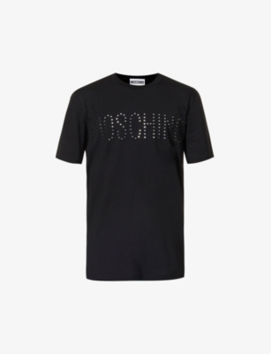 MOSCHINO Mirrors logo-embroidered cotton-jersey T-shirt