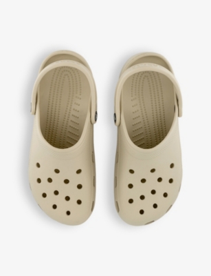 Shop Crocs Classic Logo-embellished Rubber Clogs In Bone