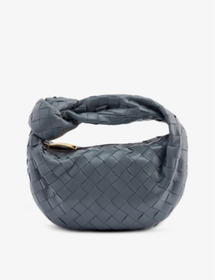 Bottega Veneta Jodie Mini Intrecciato Knot Hobo Bag In Thunder-gold