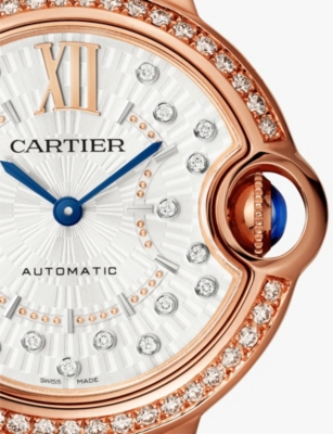 CARTIER: CRWJBB0084 Ballon Bleu de Cartier rose-gold, 0.79ct diamond, 0.36ct sapphire and leather automatic watch