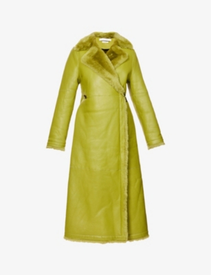 SAKS POTTS: Mary panelled regular-fit shearling coat