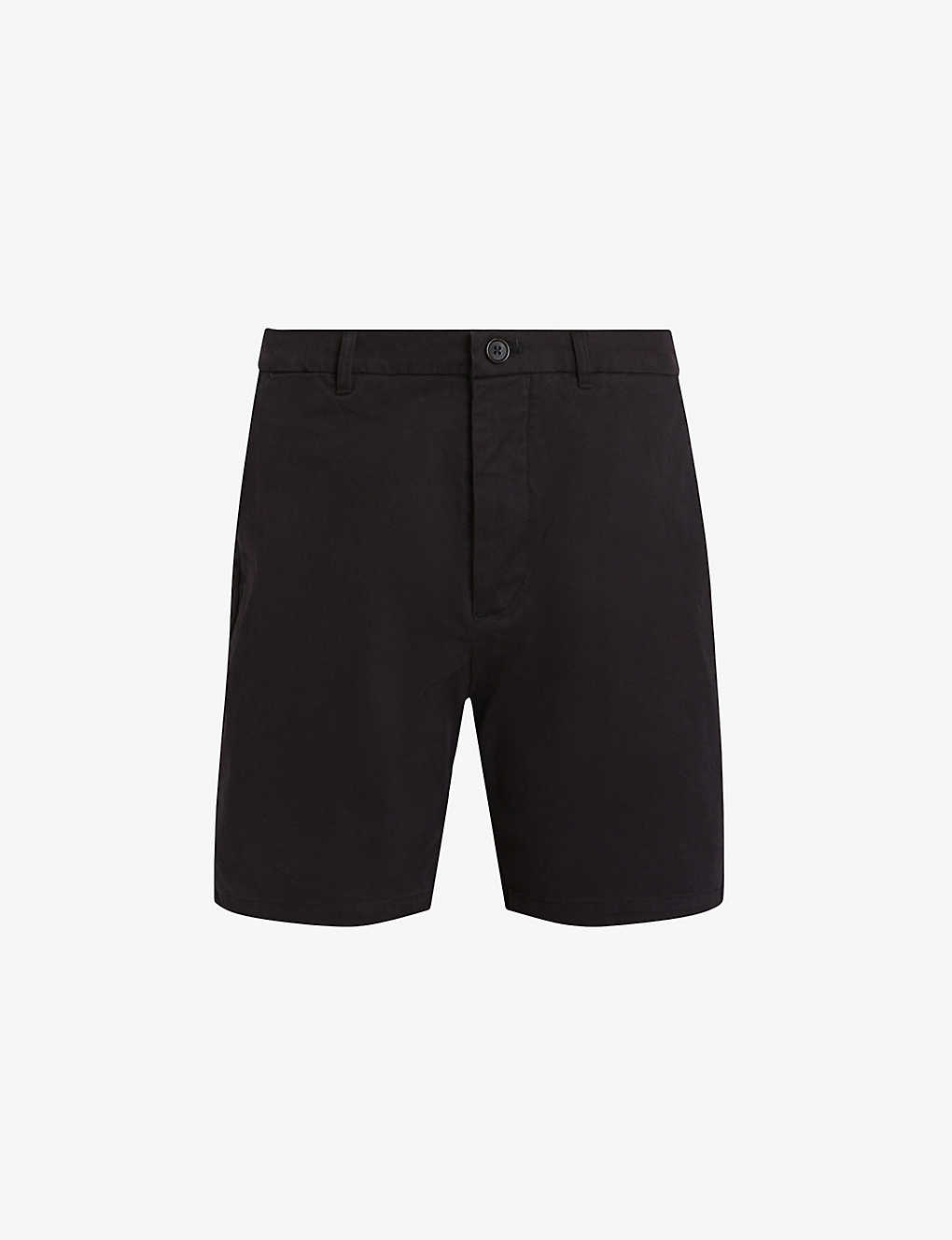 Allsaints Mens Koto Black Neiva Mid-rise Cotton-blend Shorts