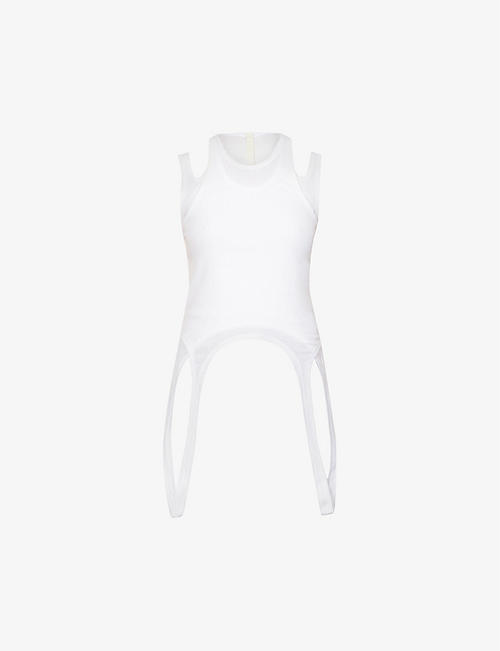 DION LEE: Double Loop draped stretch-cotton top