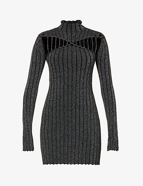 DION LEE: High-neck cut-out knitted top