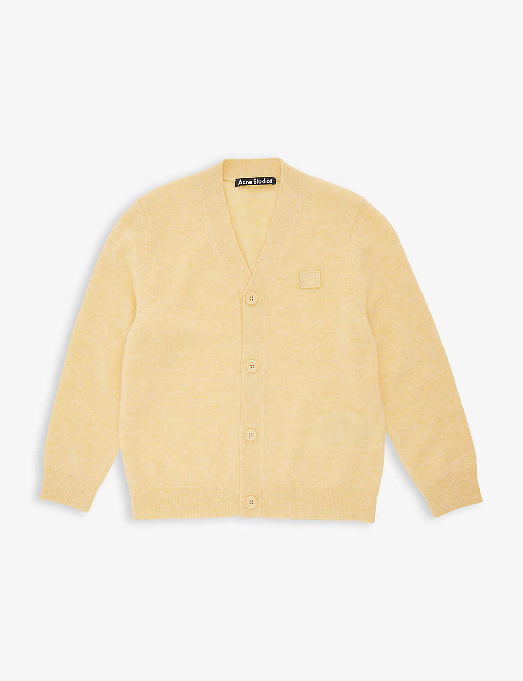 ACNE STUDIOS FACE BRAND-PATCH V-NECK WOOL-KNIT CARDIGAN 4-10 YEARS,63161442