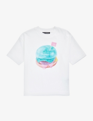 Acne Studios Graphic Logo-print Cotton-jersey T-shirt 3-10 Years In Optic White