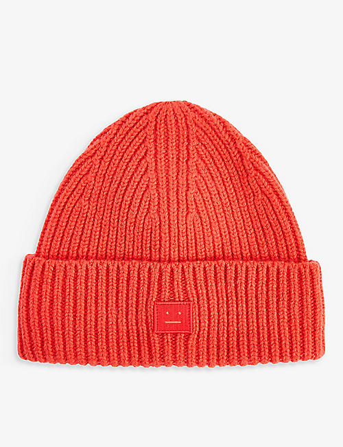 ACNE STUDIOS: Face-patch wool-knit beanie hat 8-10 years