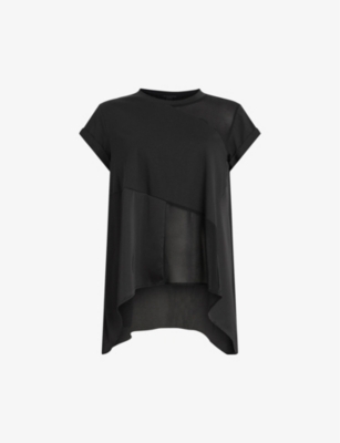 ALLSAINTS ALLSAINTS WOMEN'S BLACK ZALA ORGANIC COTTON AND RECYCLED POLYESTER-BLEND TOP,63167086