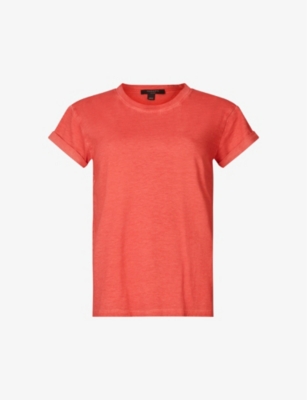 ALLSAINTS ALLSAINTS WOMENS CRANBERRY RED ANNA LOGO-PRINT ORGANIC-COTTON T-SHIRT,65889276