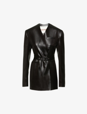 NANUSHKA: Rannia belted regular-fit vegan-leather jacket
