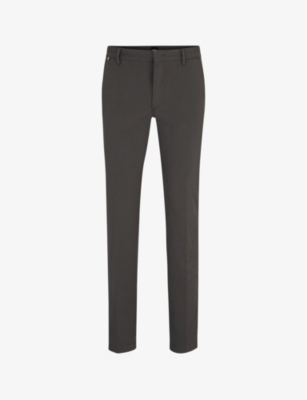 Hugo Boss Slim-fit Trousers In A Cotton Blend With Stretch In Medium Grey