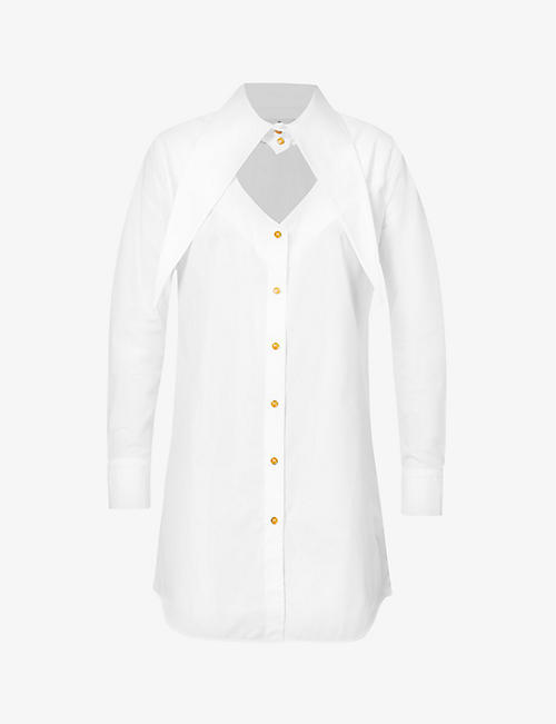 VIVIENNE WESTWOOD: Heart cut-out relaxed-fit cotton shirt