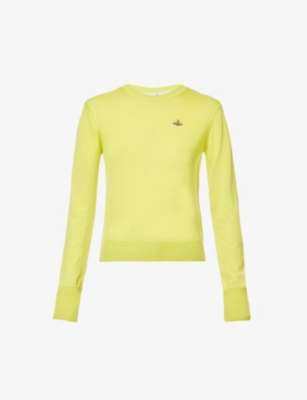 Vivienne Westwood Womens Neon Yellow Bea Logo-embroidered Wool-blend Knitted Jumper In Neon Yellow