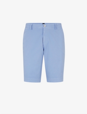 Hugo Boss Slim-fit Shorts In Stretch-cotton Gabardine In Open Blue