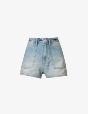 Kenzo Cotton Trousers In Dirty Blue Denim