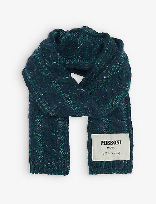 MISSONI: Cable-knit wool-blend scarf