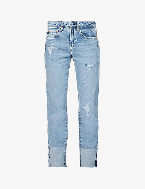 AG: Girlfriend straight-leg mid-rise stretch-denim jeans