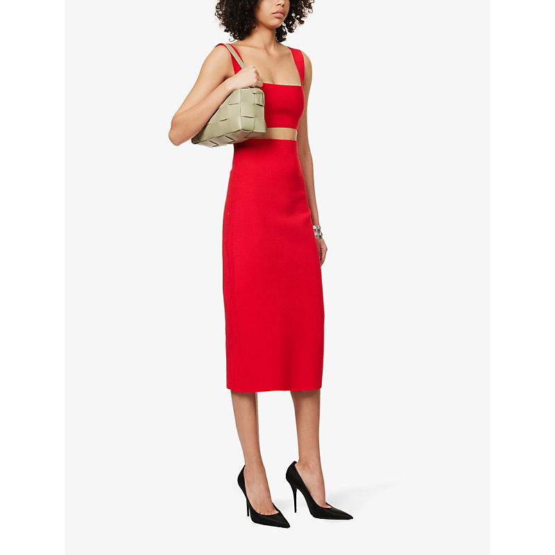 Victoria Beckham Vb Body Cropped Stretch-knit Top In Red