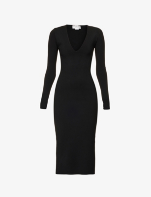 Victoria Beckham Womens Black Body Slim-fit Stretch-woven Midi Dress
