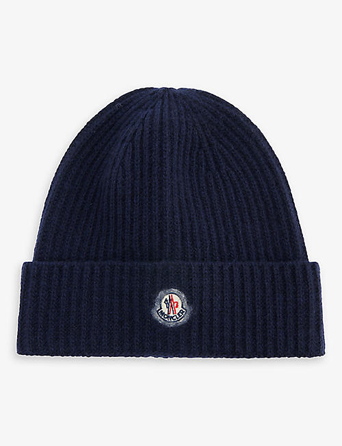 MONCLER: Logo-patch wool beanie 4-14 years