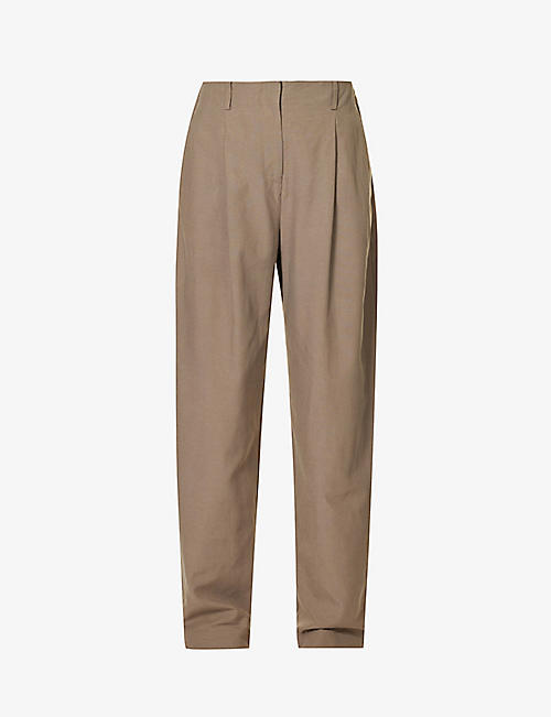 VIKTORIA & WOODS: Abbot pleated straight high-rise woven trousers