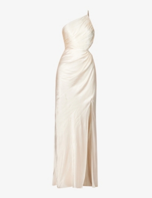 Shona Joy Womens Cream La Lune Asymmetric Satin Maxi Dress | ModeSens