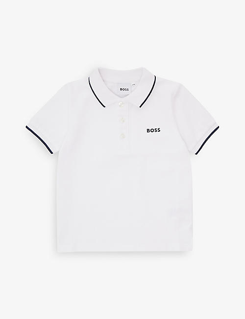 BOSS: Logo-embroidered cotton-blend polo shirt 3 months - 3 years