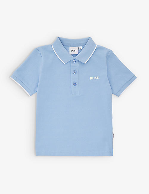 BOSS: Brand-embossed cotton-piqué polo shirt 3 months-3 years