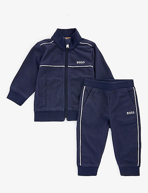 BOSS: Piped cotton-jersey tracksuit 3 months-2 years