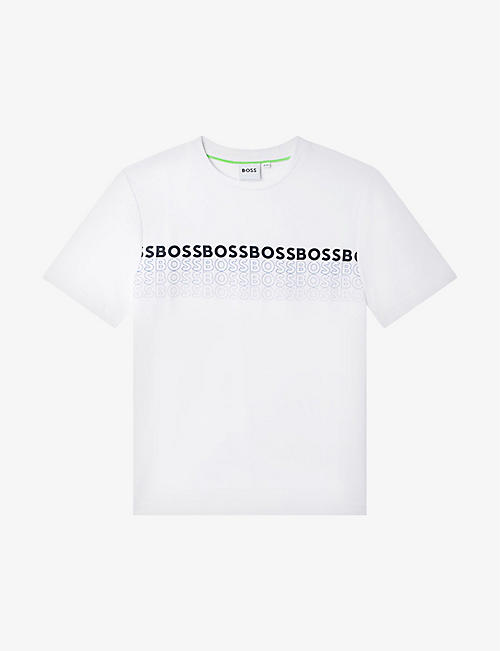BOSS: Repeated logo-print stretch-cotton-blend T-shirt 6-12 years