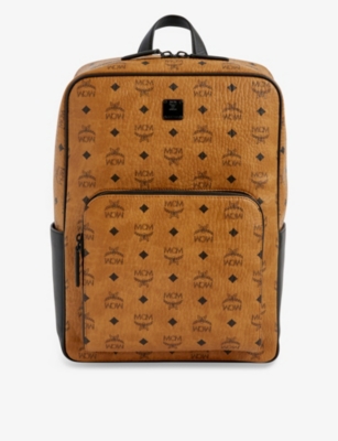 MCM Aren monogram coated canvas and leather backpack