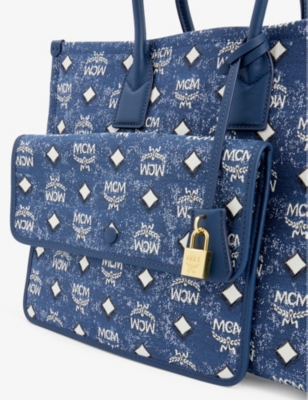 Mcm Small Munchen Denim Tote Bag