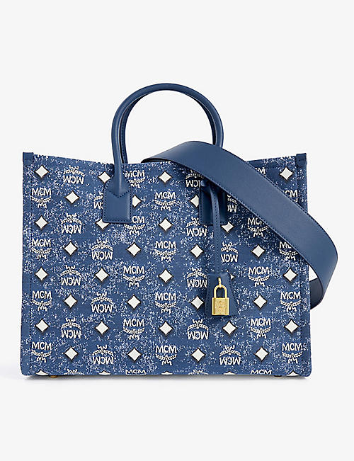 MCM: München small branded-pattern tote bag
