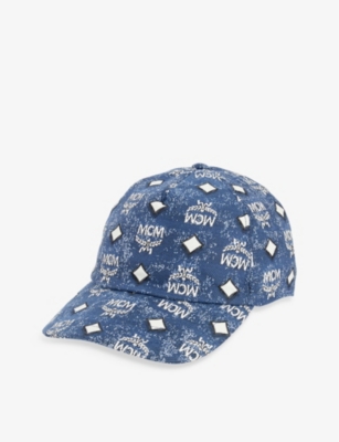 Mcm Men's Denim Visetos Baseball Cap Blue