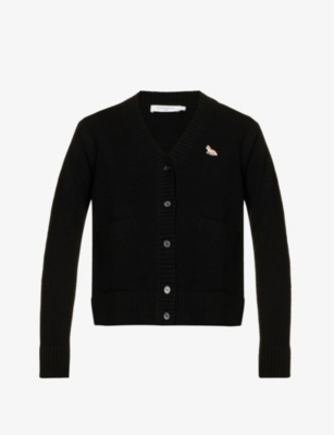 Maison Kitsuné Maison Kitsune V-neck Patch Logo Cardigan In Black