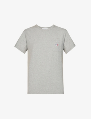 MAISON KITSUNE: Fox-embroidered cotton-jersey T-shirt