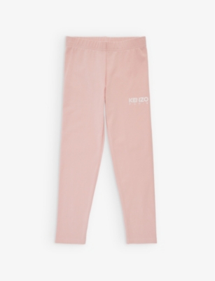 KENZO KENZO GIRLS PINK KIDS SPELLOUT-LOGO STRETCH-COTTON LEGGINGS 4-12 YEARS,63195362