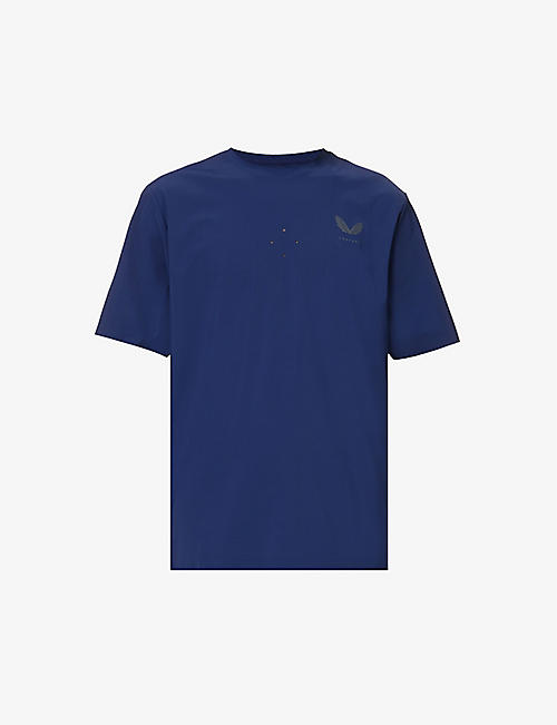 CASTORE: Logo-print panelled stretch-woven T-shirt
