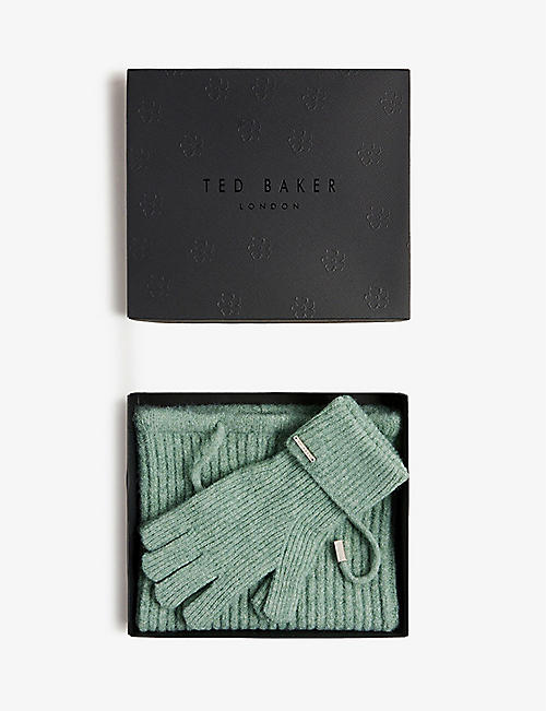 TED BAKER: Kerriia knitted snood and gloves gift set