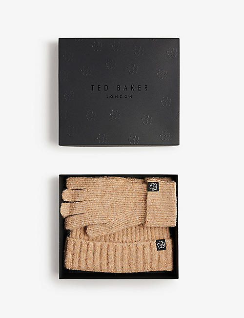 TED BAKER：Brite 罗纹针织帽和手套套装