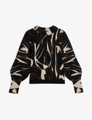 Shop Ted Baker Marelia Abstract Knitted Jumper In Black