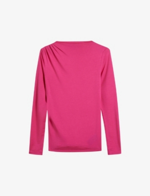 Shop Ted Baker Eloria Twist-neck Stretch-woven Top In Deep-pink