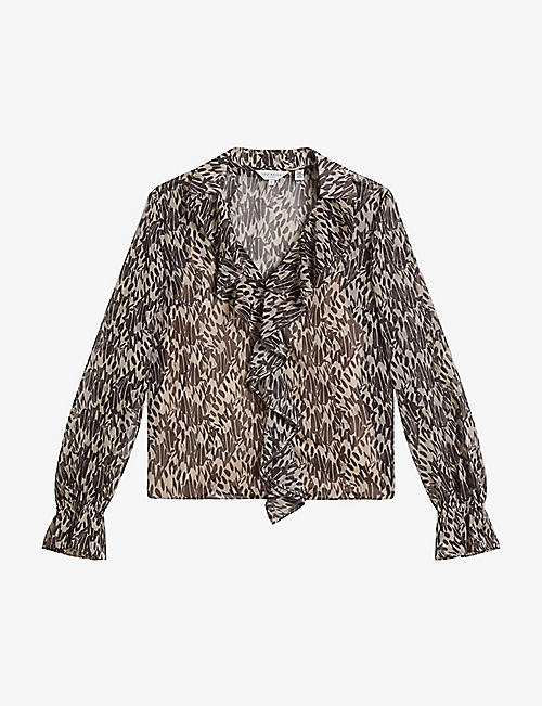 TED BAKER: Bertei ruffle recycled-polyester blouse