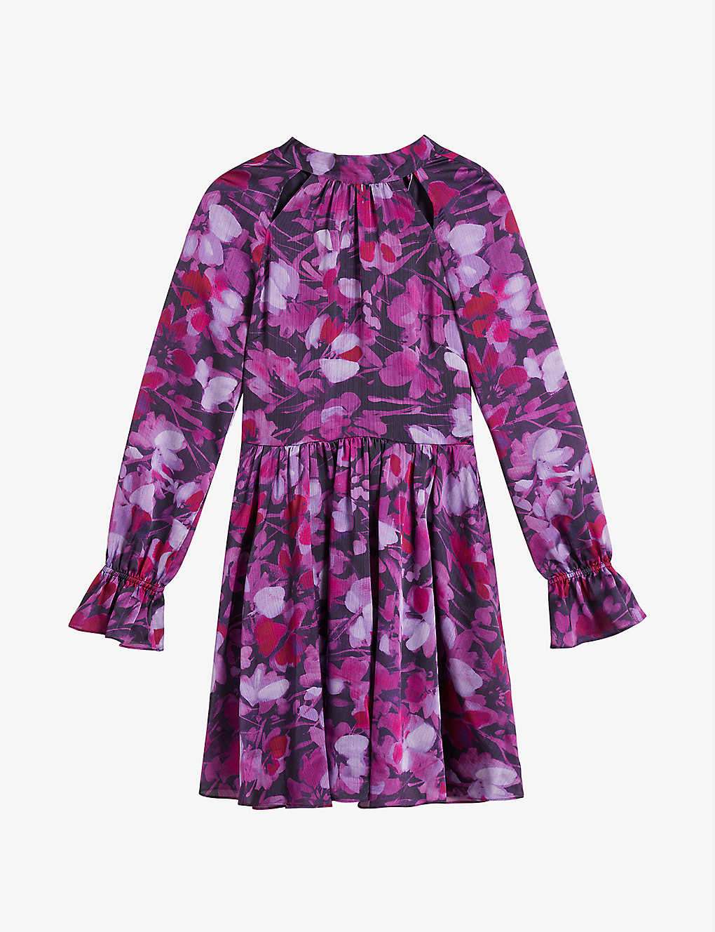 Shop Ted Baker Sammieh High-neck Fit And Flare Woven Mini Dress In Purple