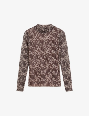 Ted Baker Womens Nude-pink Jumila Graphic-print High-neck Stretch-recycled Polyester Top In Pink