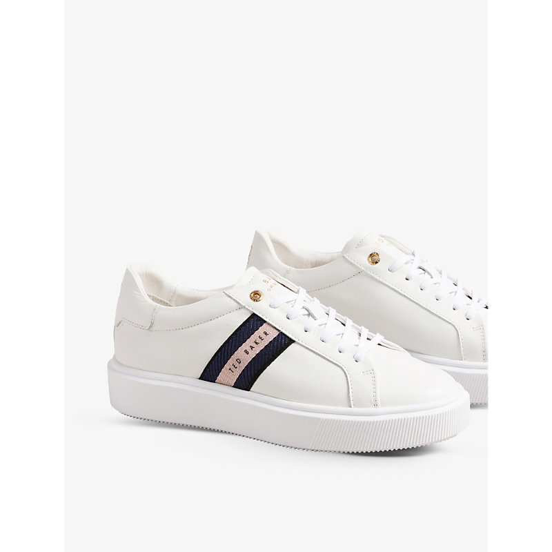 Shop Ted Baker Women's Navy Lornie Leather-webbed Platform Trainers