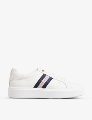 Ted Baker Lornie Leather-webbed Platform Trainers In Navy